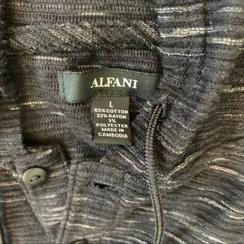 Alfani Men Long Sleeve Heather Black Shirt w/ Hood - Picture 5 of 5